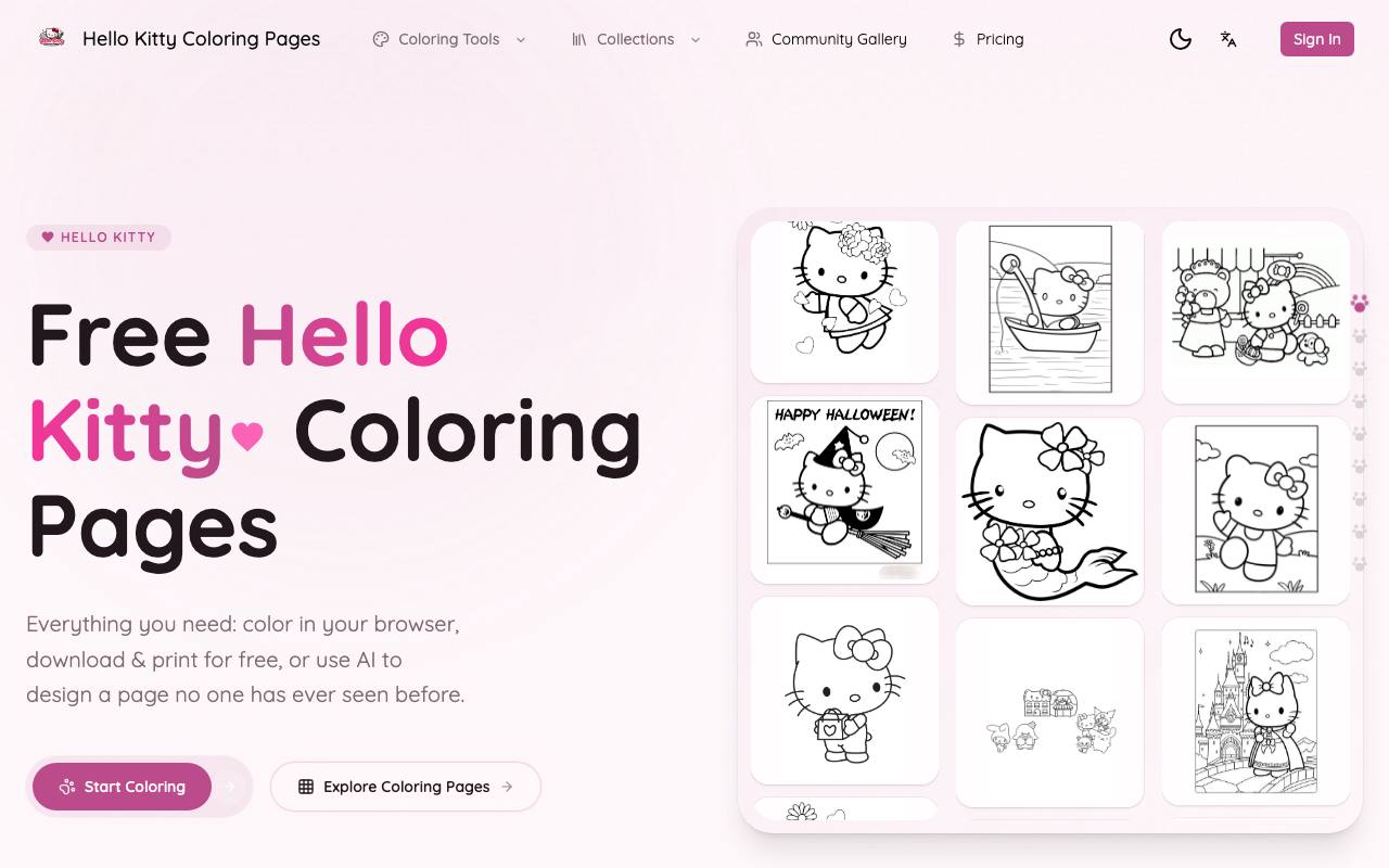 Hello Kitty Coloring Pages 截图 1