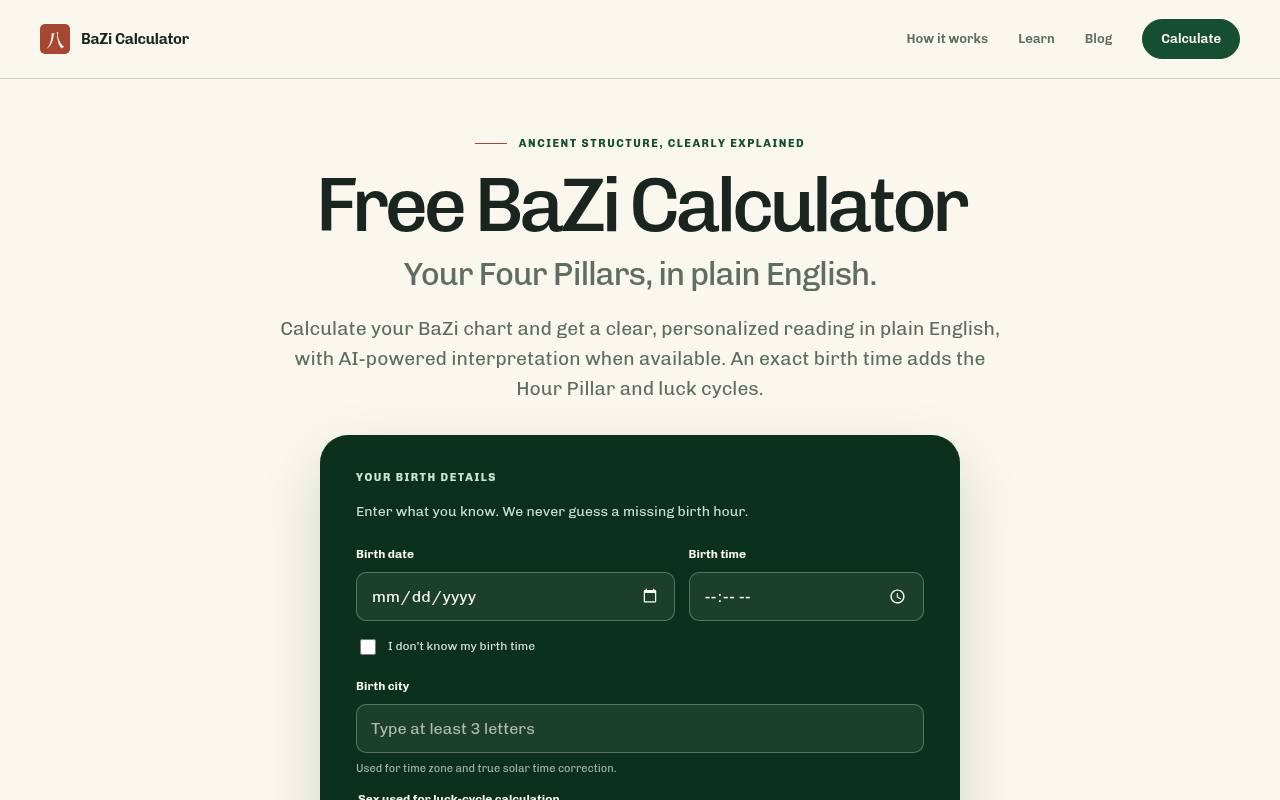 BaZi Calculator 截图 1