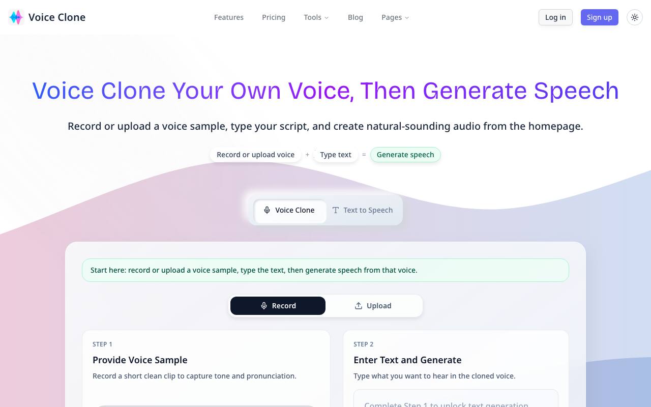 Voice Clone - AI 驱动的语音克隆平台 截图 1