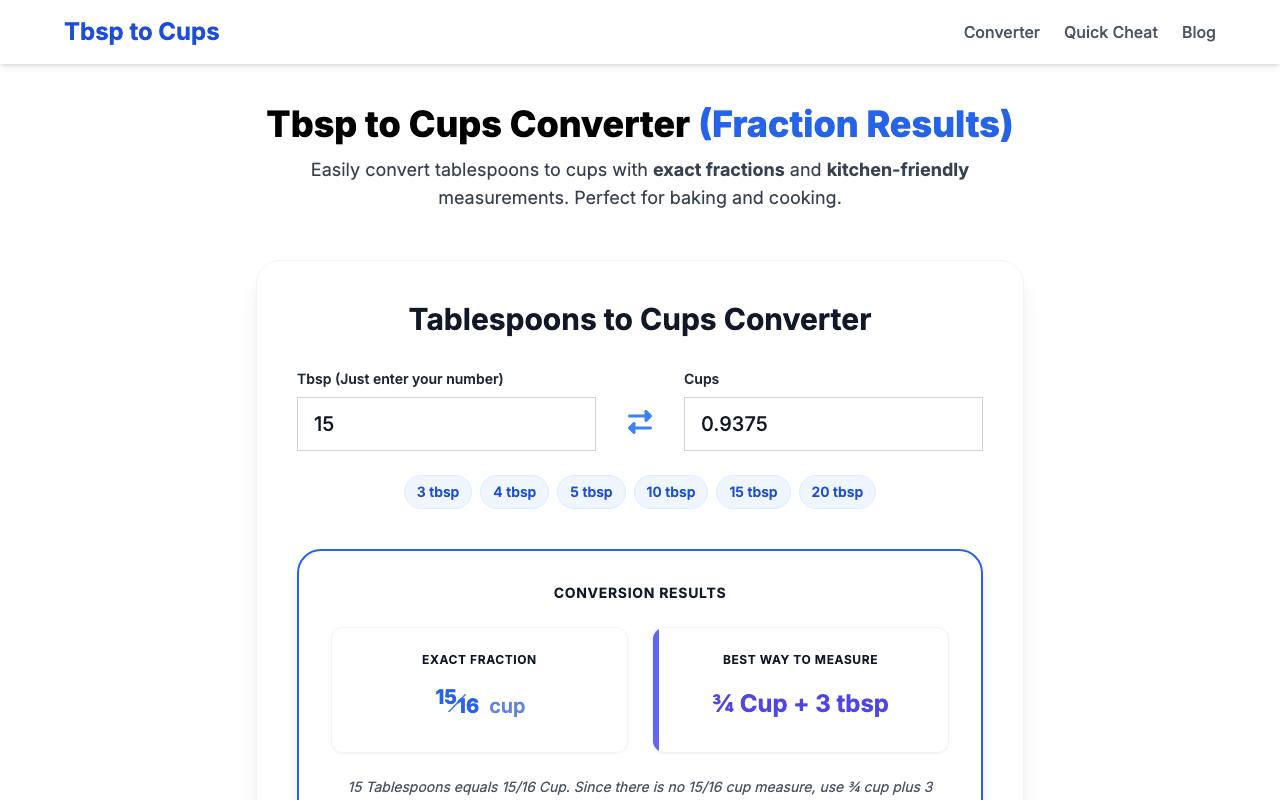Tbsp to Cups Converter 截图 1