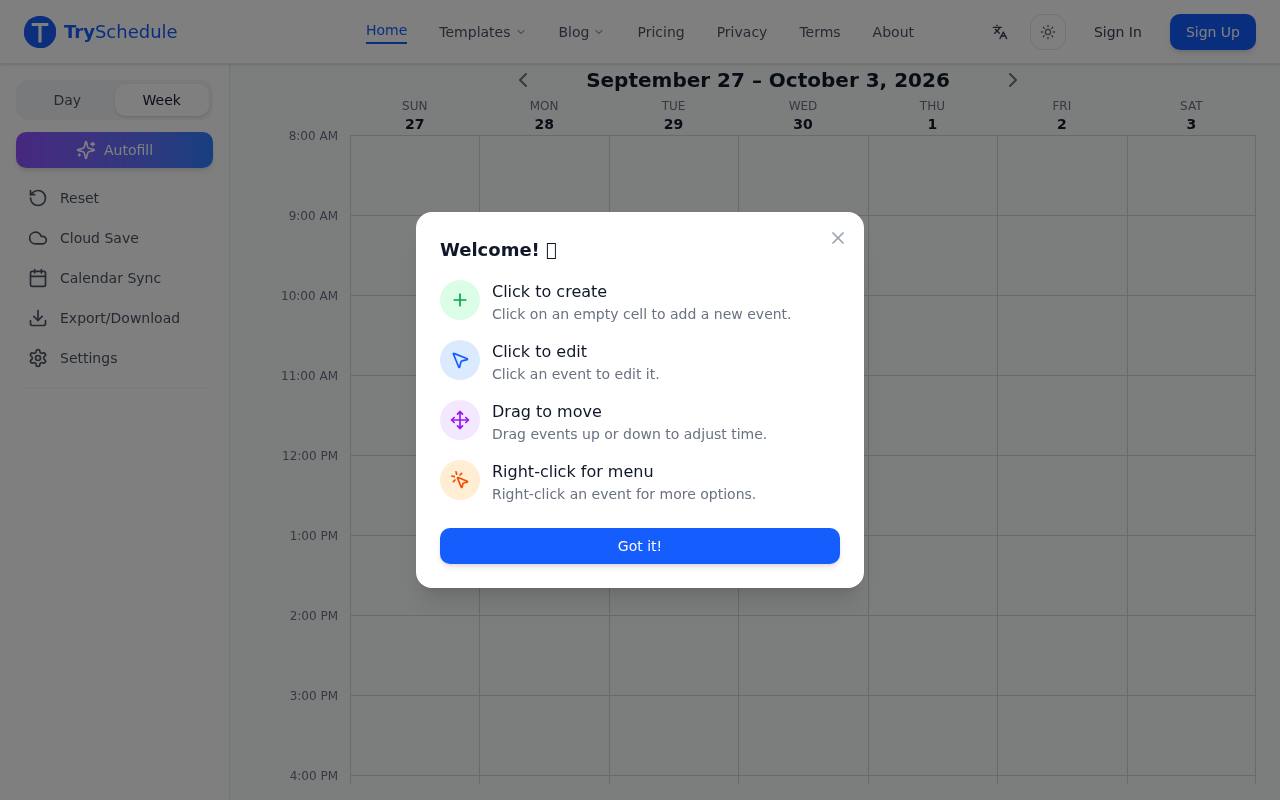 TrySchedule 截图 1