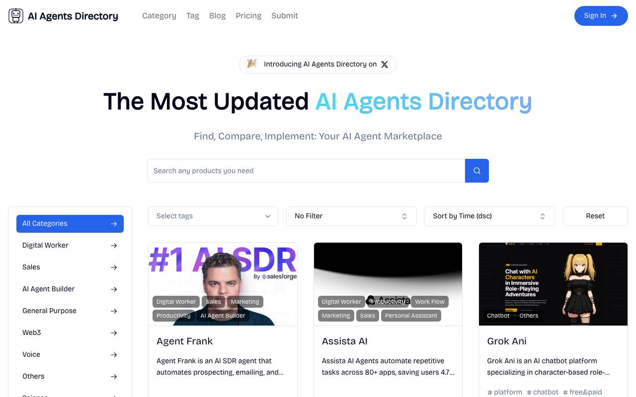 AI Agents Directory 截图 1