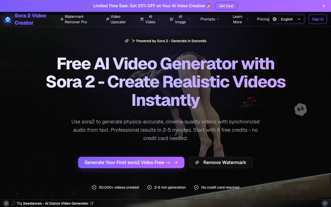 免费 AI 视频生成器 Sora 2 截图 1
