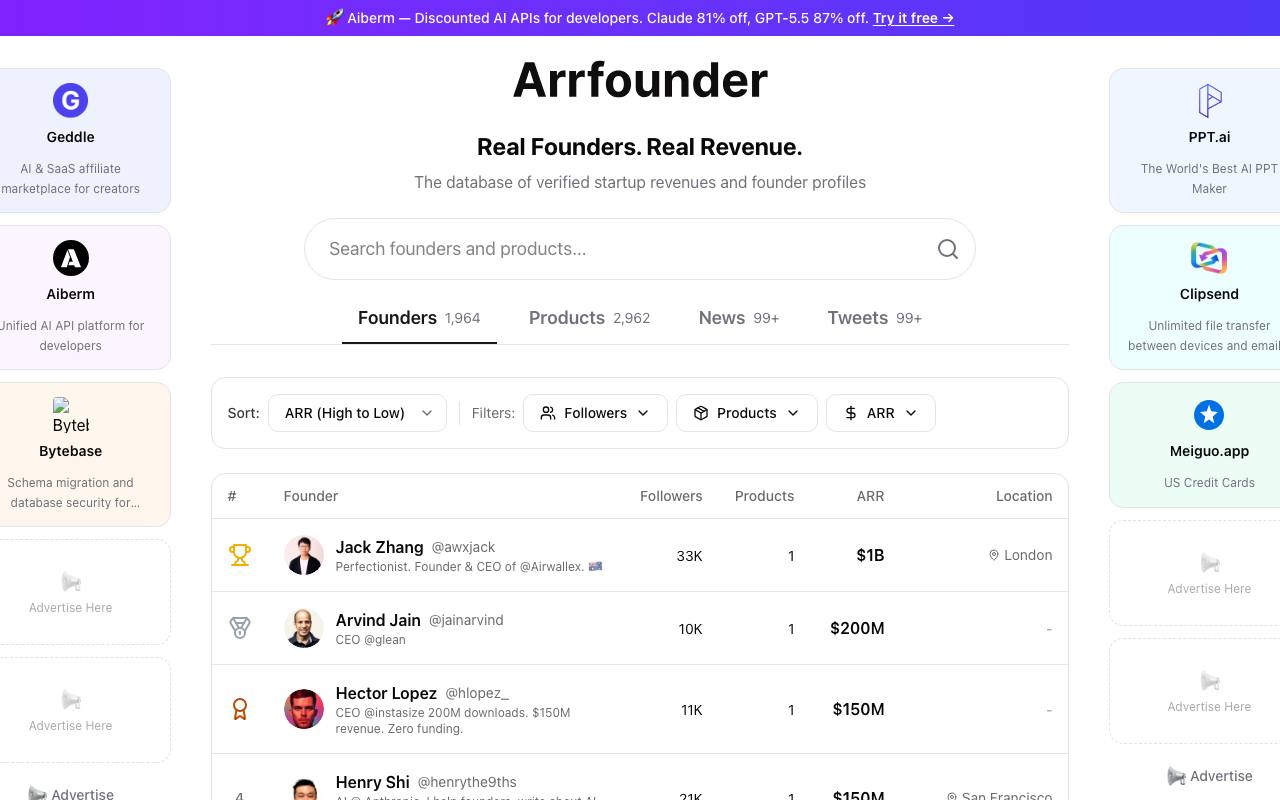 ARR (Annual Recurring Revenue) (年度经常性收入)排行榜 截图 1