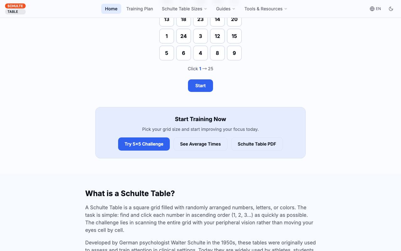 Schulte Table 截图 2