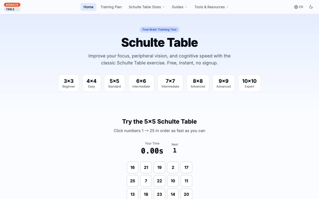 Schulte Table 截图 1