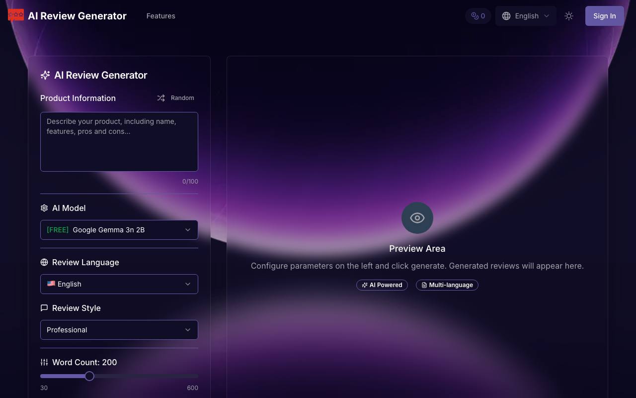 ai review generator 截图 1