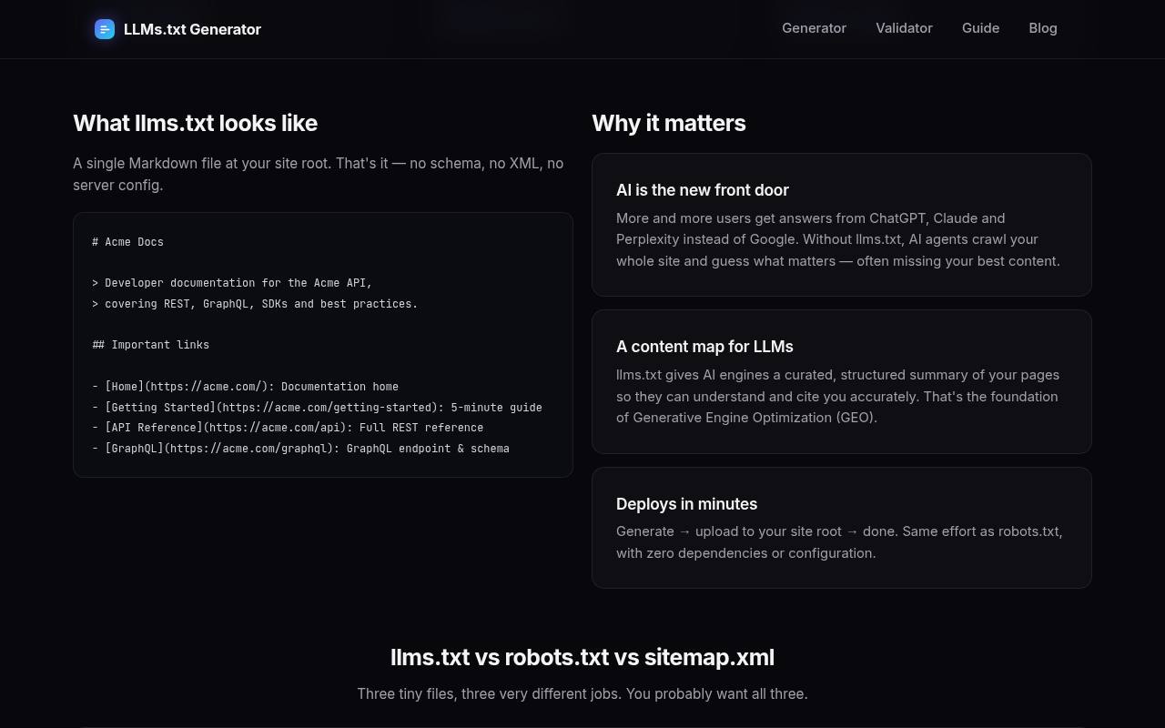 llms.txt Generator 截图 3