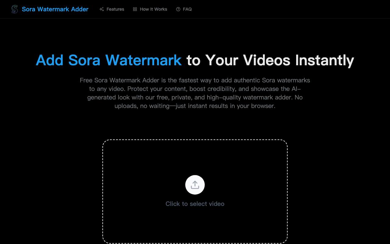 Free Sora Watermark Adder 截图 1