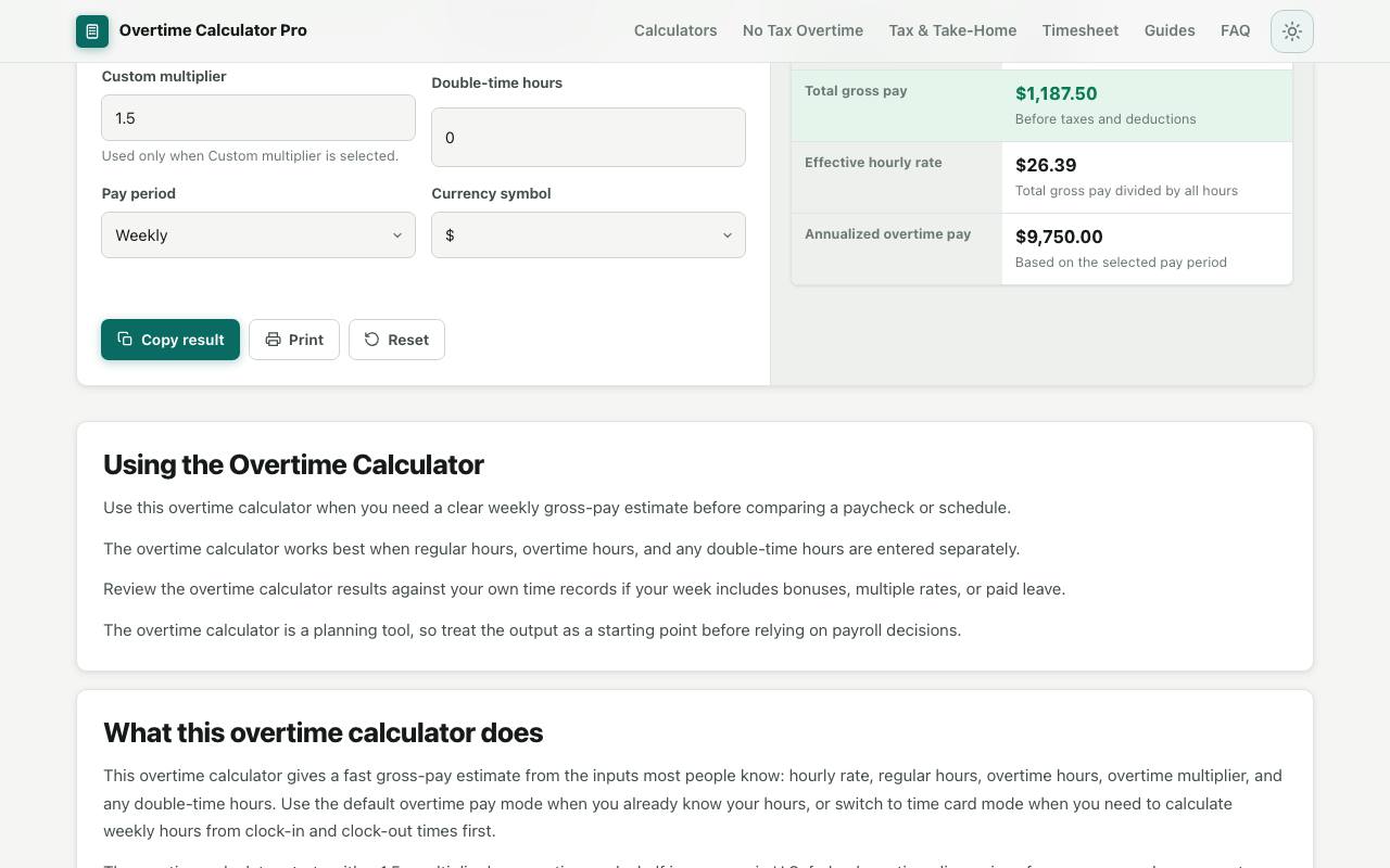 Overtime Calculator 截图 2