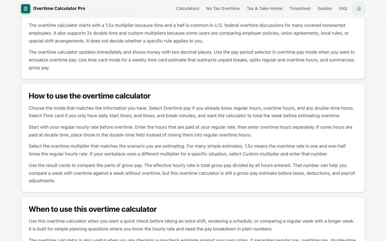 Overtime Calculator 截图 3