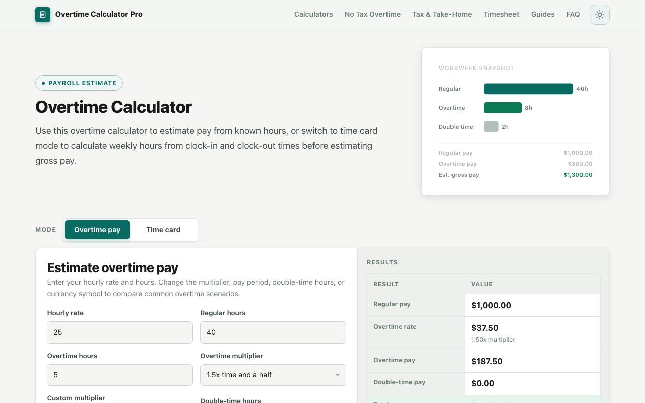 Overtime Calculator 截图 1