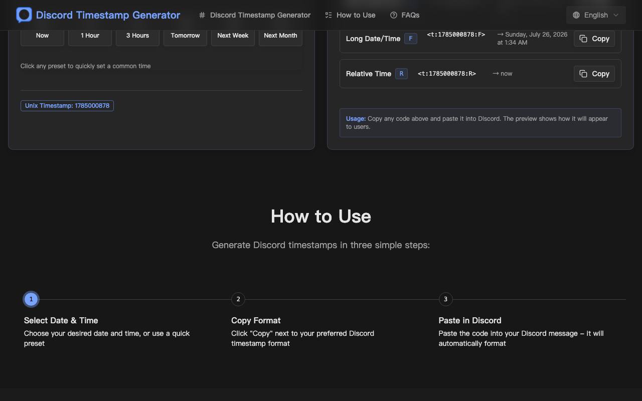 Discord Timestamp Generator 截图 2