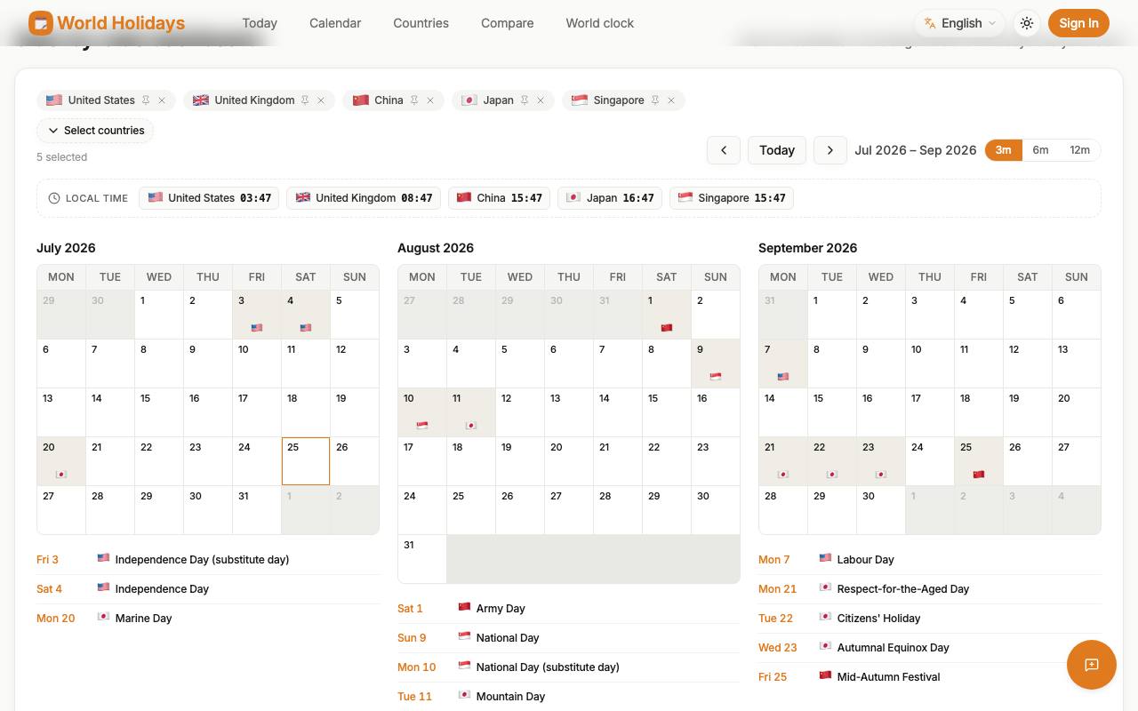 World Holidays 截图 2