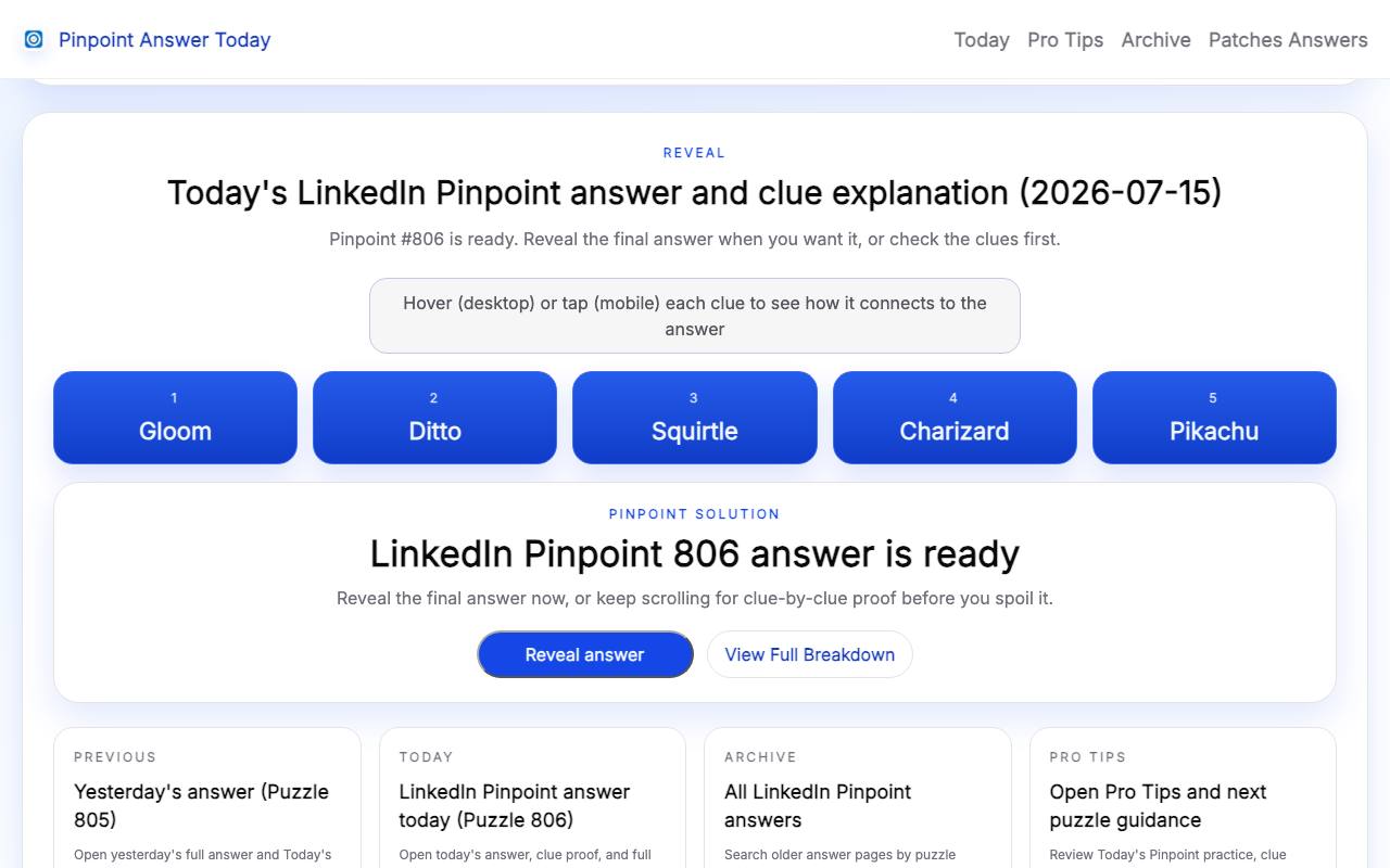 Pinpoint Answer Today 截图 2