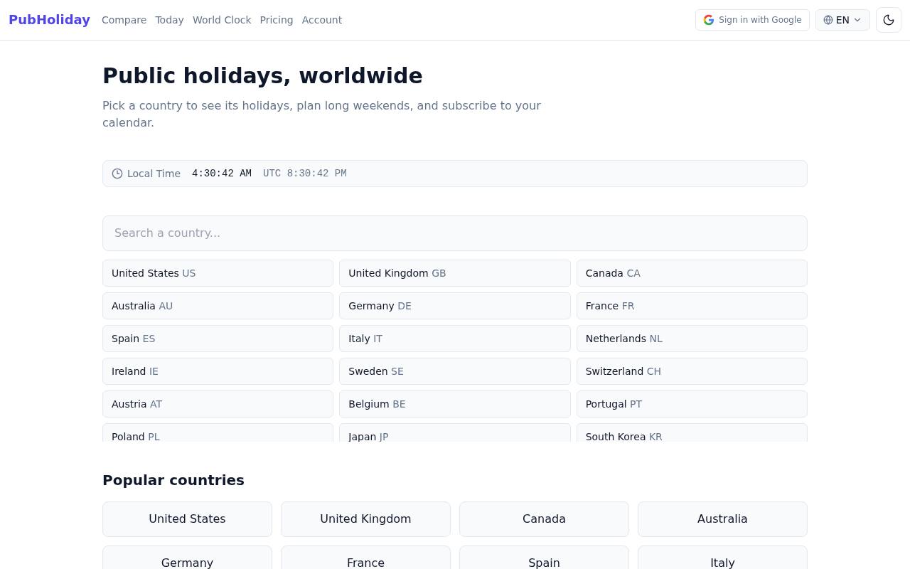 PublicHoliday 截图 1