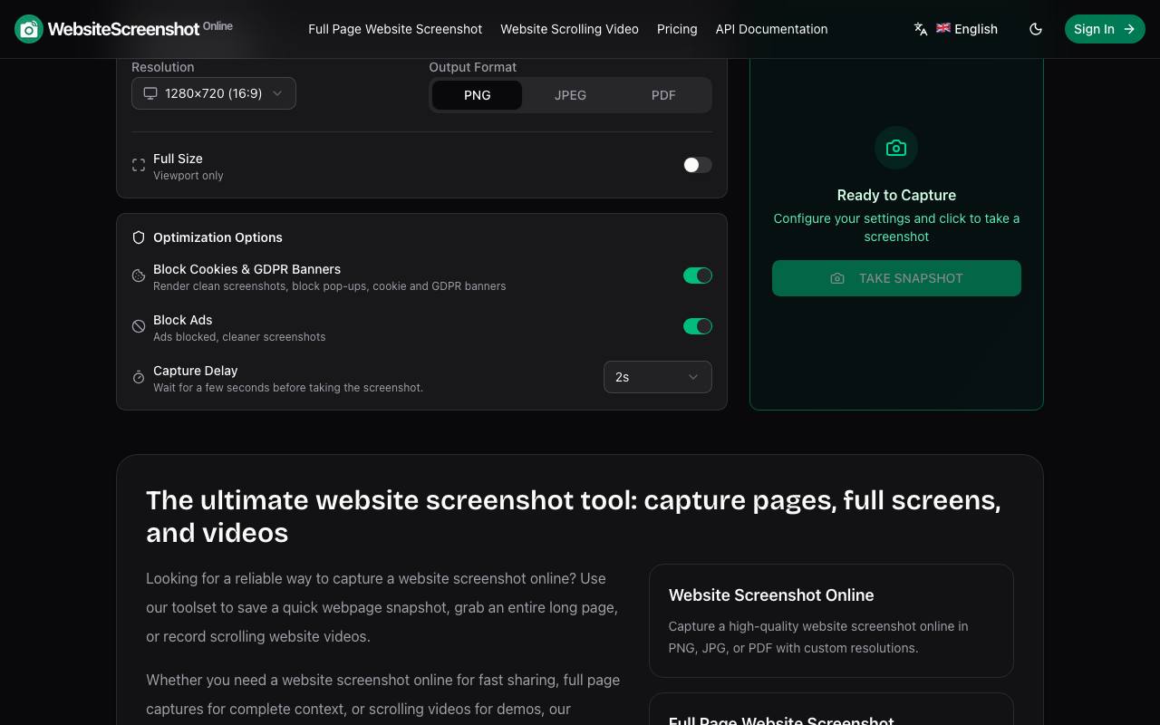 WebsiteScreenshot.online 截图 2