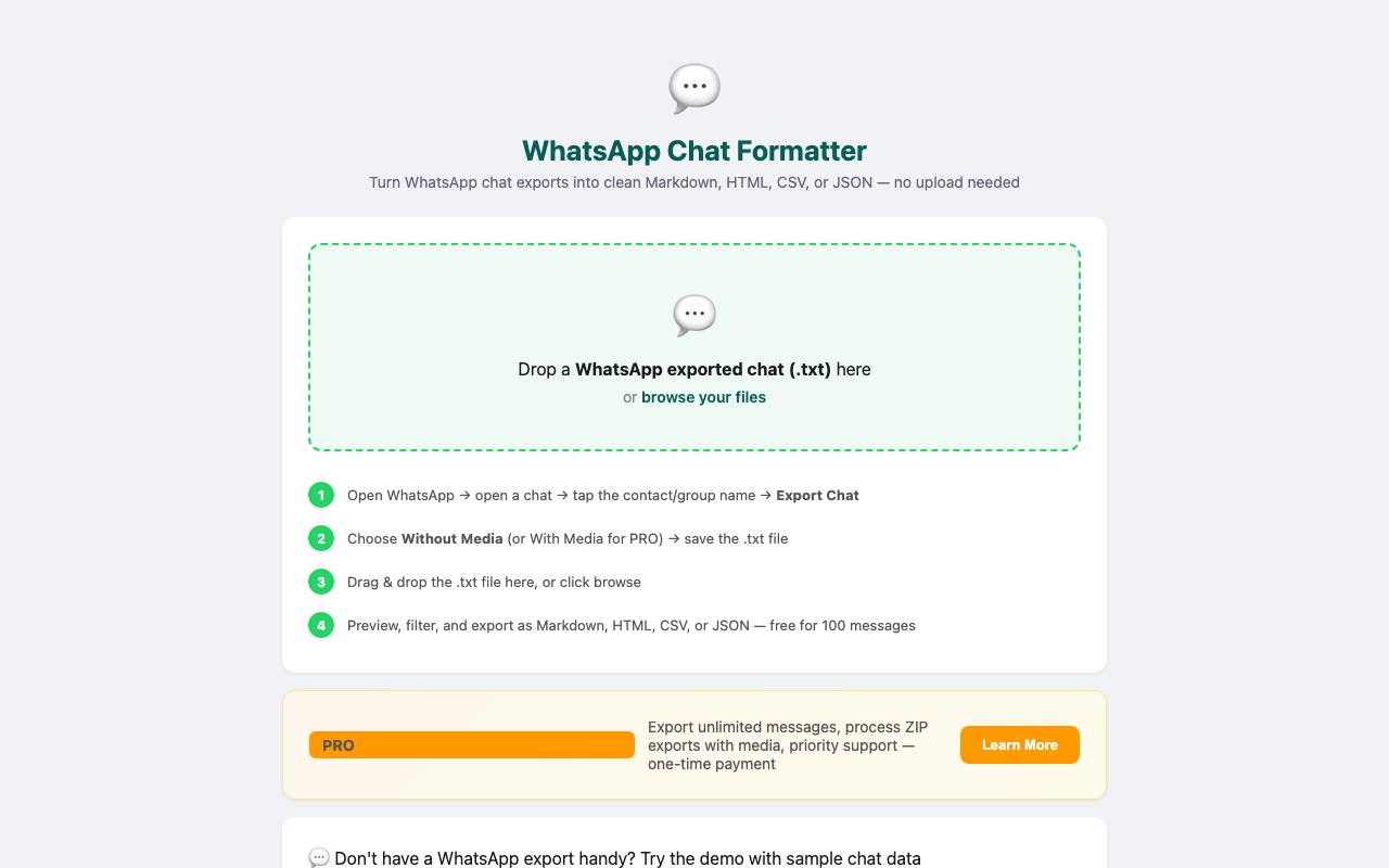 WhatsApp Chat Formatter 截图 1